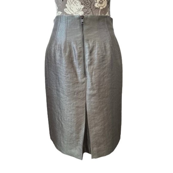 Ann Taylor Women Sz 4 Shimmery Pewter/Gray Paneled Contoured Waist Pencil Skirt - Picture 4 of 16